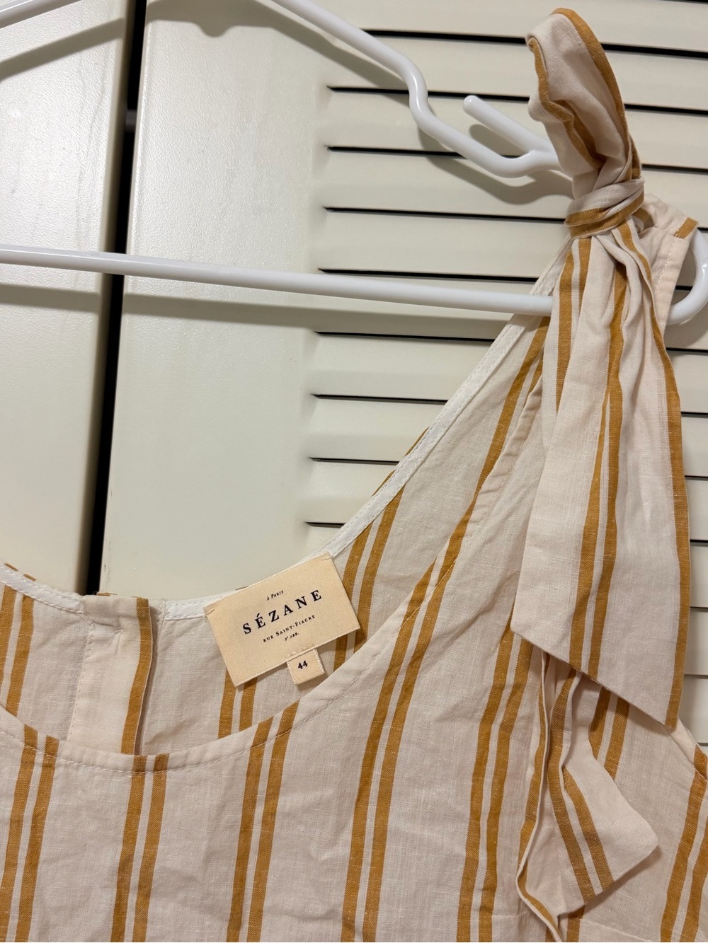 Sezane Rio Top Tie Shoulder Cream & Mustard size 44 - Picture 4 of 7